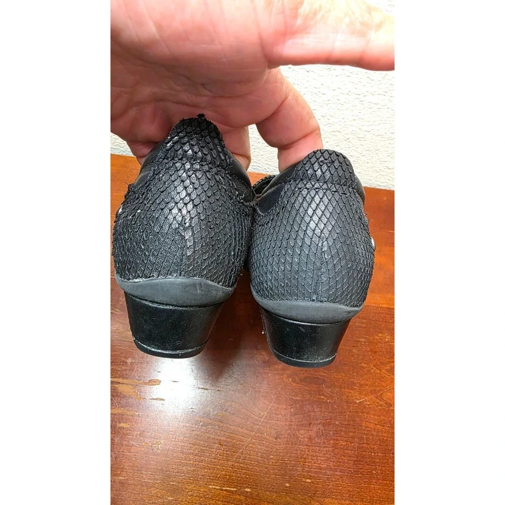 Earth Dorado Leather & Mesh Black Slip-On Shoes‎ Grunge Goth Work Size 8B